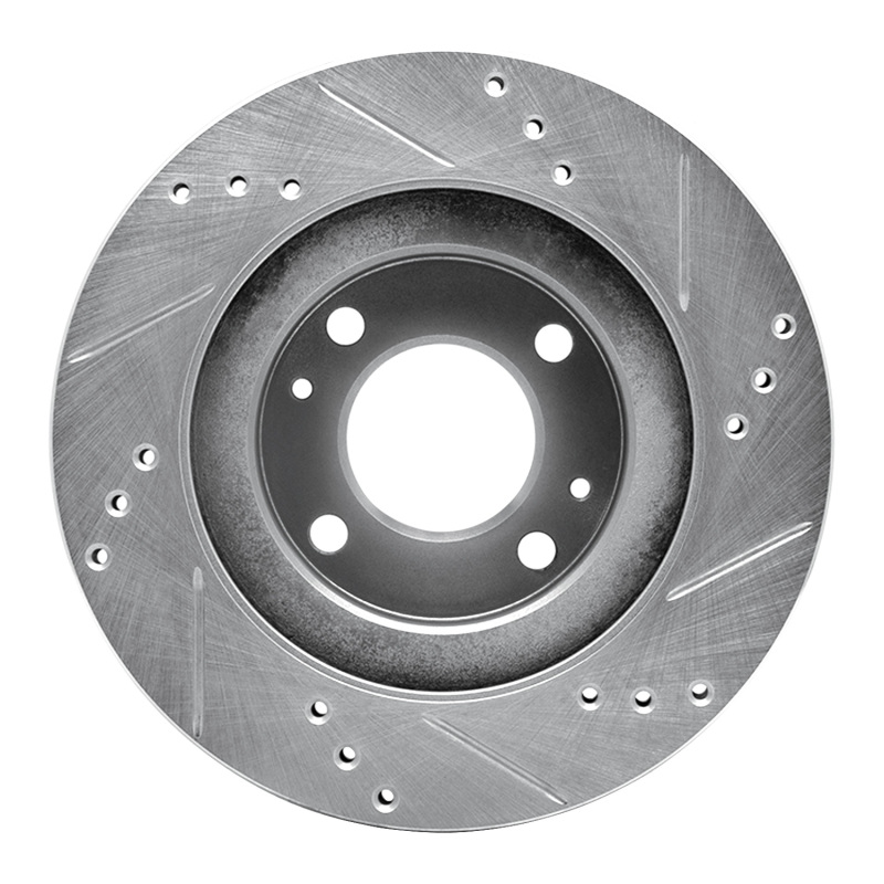 Mitsubishi I-MIEV Brake Rotor (1) - Front Left - R1 Concepts - Drilled & Slotted - Silver - `12-`17